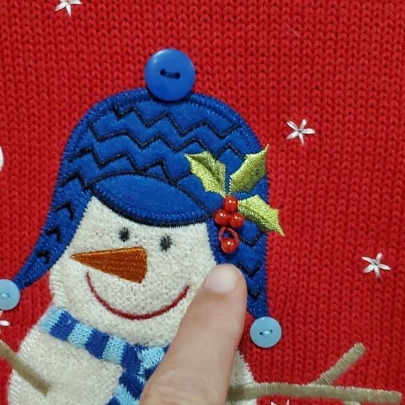 Christopher & Banks Hand Embroidered Christmas Sweater w/American Flag Size XL - Picture 5 of 11